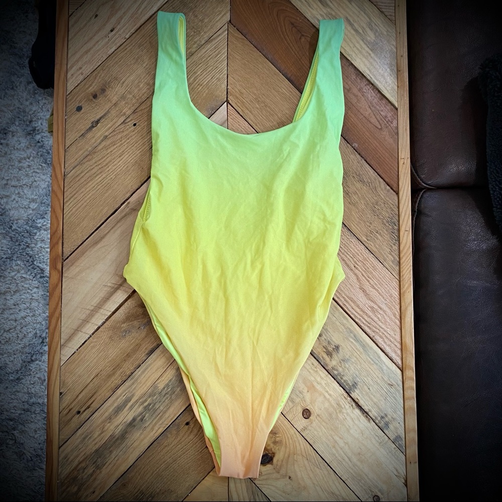 Aerie Super Scoop Reversible One Piece Yellow Sunset